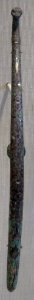 Garment hook with geometric and snakehead design from China, Warring States period, bronze, Honolulu Academy of Arts