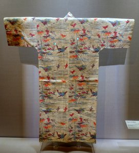 Garment with bamboo, plum, and crane, bingata stencil dyeing, Okinawa Main Island, Second Sho dynasty, Ryukyu kingdom, 1800s AD, cotton - Tokyo National Museu- Tokyo National Museum - Tokyo, Japan - DSC09147