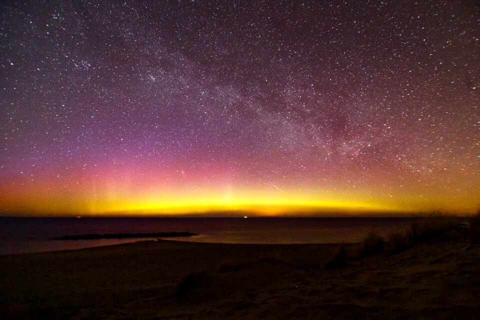 The aurora borealis night stars photo