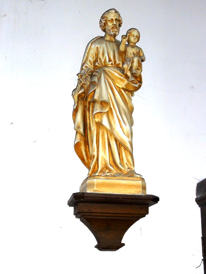 Ganzeville (Seine-Mar.) église, statue 13 Saint Joseph à l' Enfant
