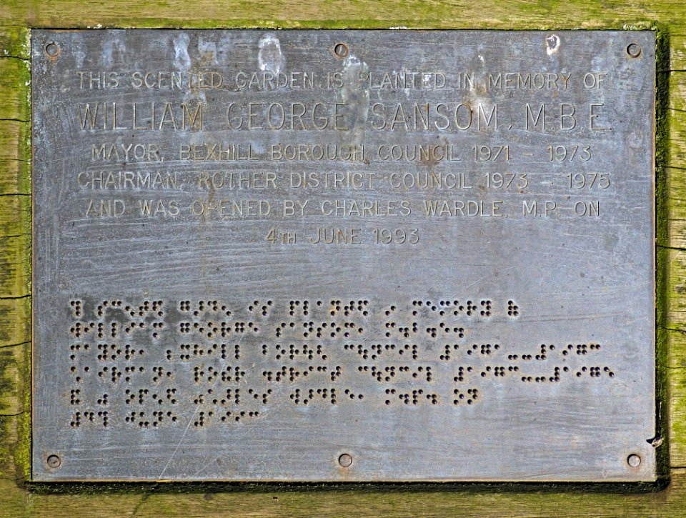 Garden Memorial Plaque, Manor Gardens, Old Town, Bexhill