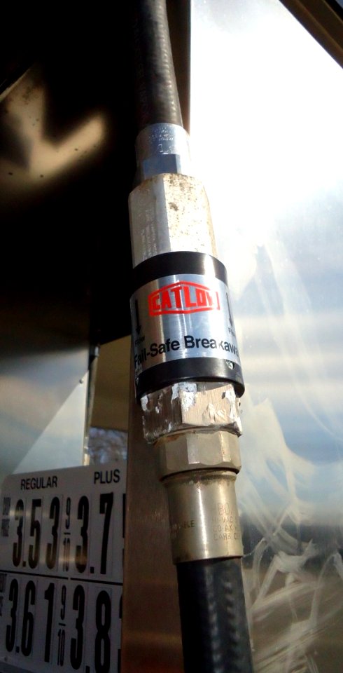 Gas pump line safe break gadget