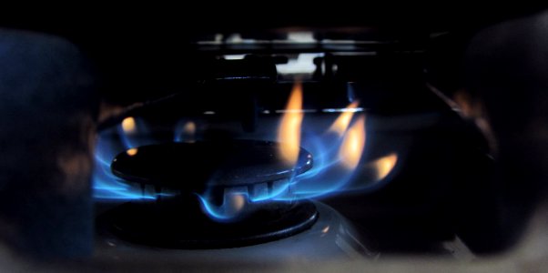 Gas stove burner flame photo