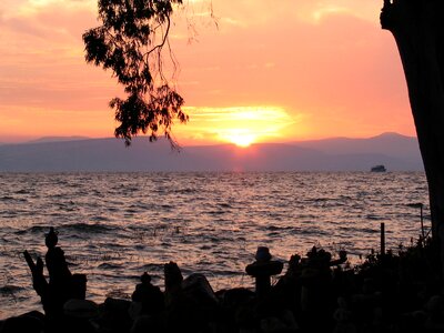 Sea of galilee sunset lake photo
