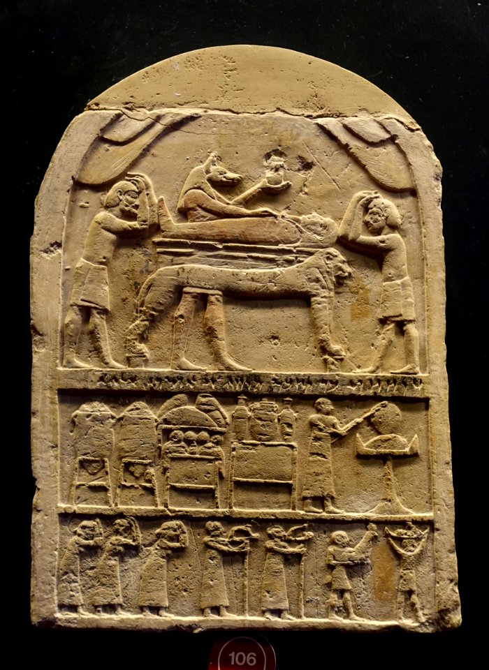 Funerary stele of Ankh-Hapy, with Aramaic inscription, Memphis, 27th Dynasty, 525-404 BC, limestone - Museo Gregoriano Egizio - Vatican Museums - DSC00800