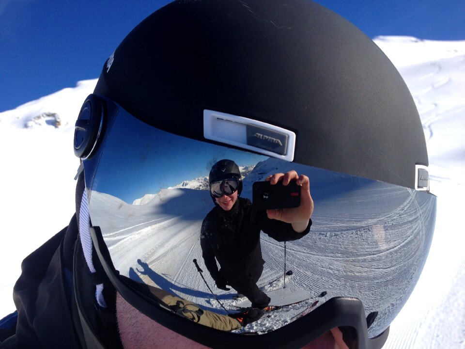 Ski run white selfie