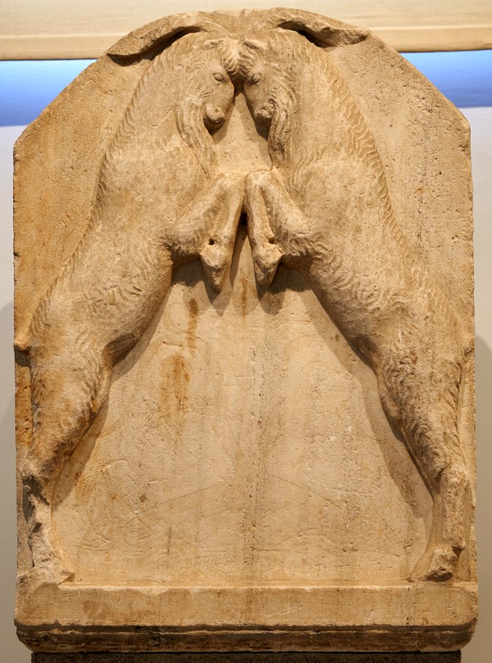 Funerary stele with goats, 4th cent. B.C. (PAM 428, 1-6-2020)