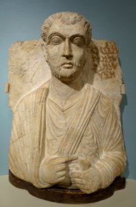 Funerary relief of Malko, Syrian, Palmyra, mid 200s AD, limestone - Middlebury College Museum of Art - Middlebury, VT - DSC07906