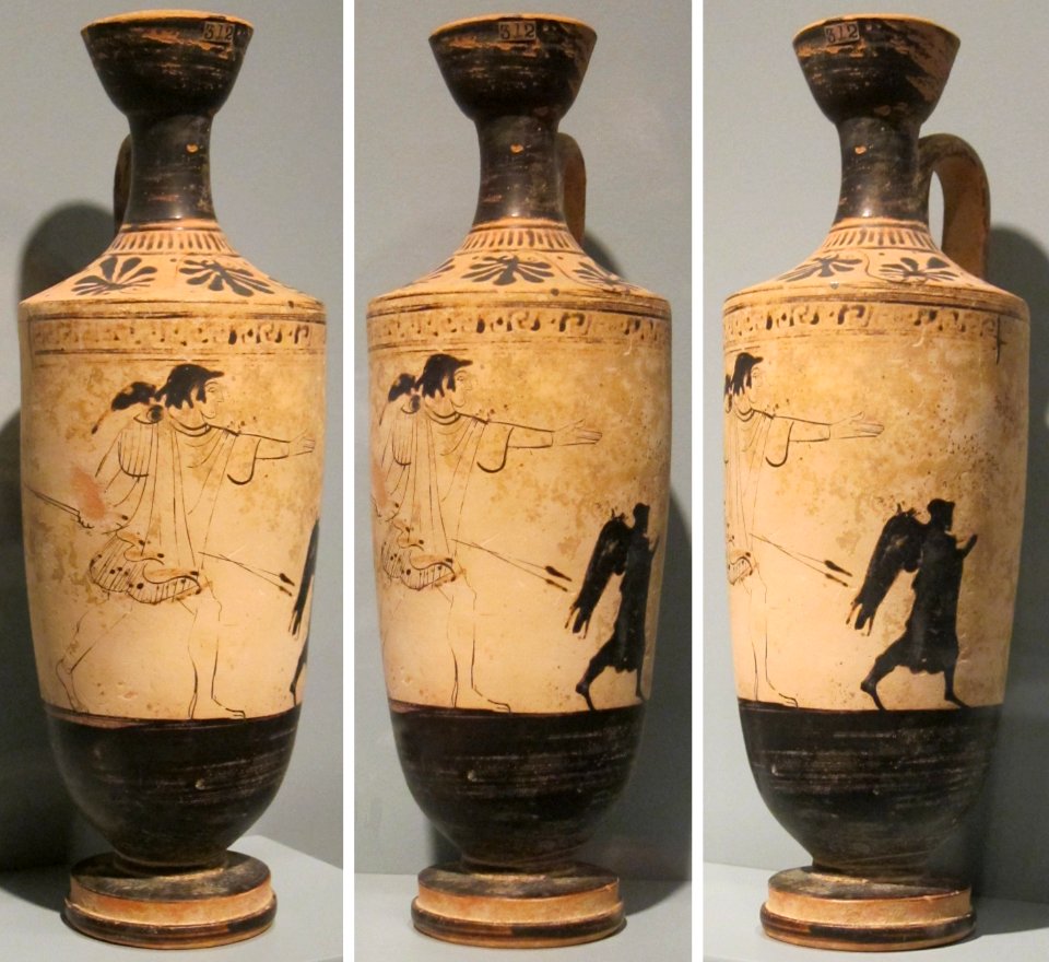 Funerary lekythos (oil bottle), Gela, Sicily, 4th century BCE, white-ground terracotta, HAA