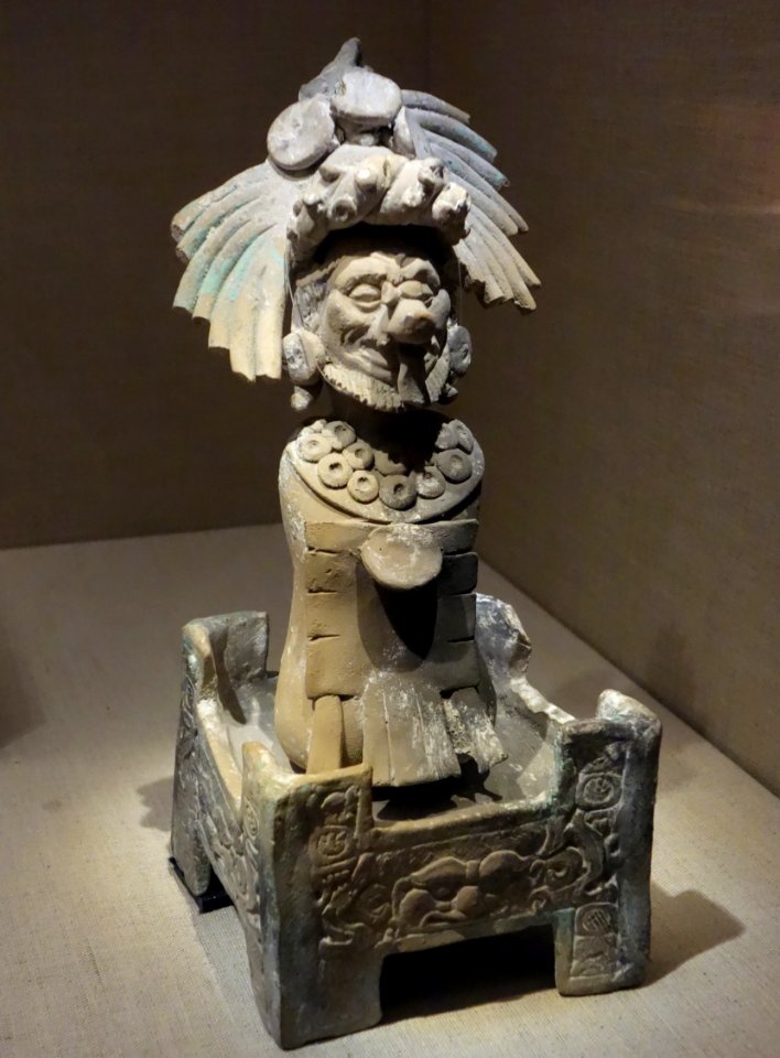 Funerary bundle of a monkey scribe deity, Mexico, Campeche, Jaina Island, Maya, 600-900 AD, earthenware - De Young Museum - DSC00670