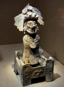 Funerary bundle of a monkey scribe deity, Mexico, Campeche, Jaina Island, Maya, 600-900 AD, earthenware - De Young Museum - DSC00670