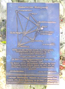 Göttingen Kleperberg Tafel Messpunkt Landesvermessung und Planetenweg Pluto