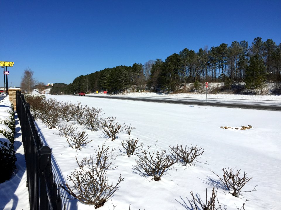 GA SR 515 in Pickens County covered in snow, Jan 2017