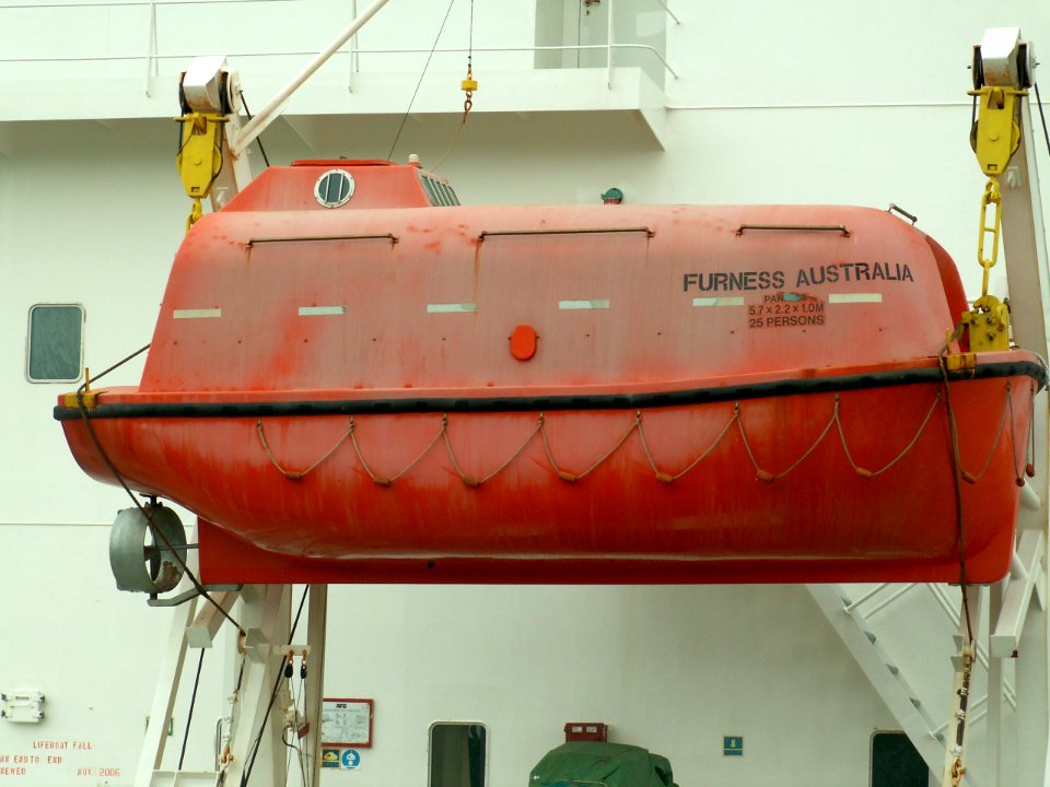 Furness Australia - IMO 9243459 - Callsign H9NZ lifeboat at Port of Antwerp, Belgium 01-Sep-2005
