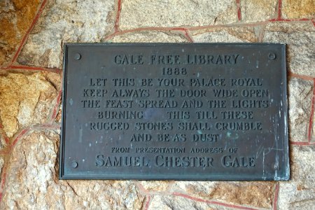 Gale Free Library plaque - Gale Free Library - Holden, Massachusetts - DSC08372
