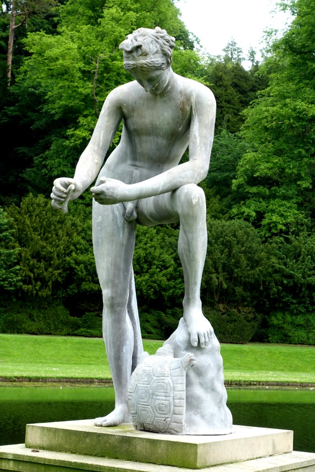 Galen by Andrew Carpenter, London, 1730, lead and stone - Studley Royal Park - North Yorkshire, England - DSC00814