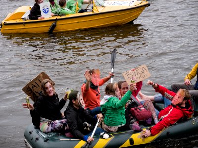 G20 Protestwelle Hamburg boats on the Binnenalster 11