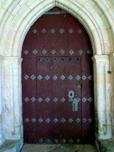 Gámiz - Iglesia de Santa Eulalia, portada tardorrománica con arquería apuntada protogótica 05
