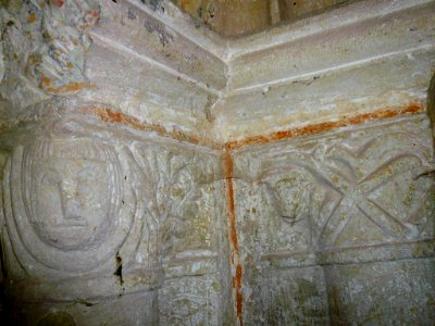 Gámiz - Iglesia de Santa Eulalia, portada tardorrománica con arquería apuntada protogótica 07