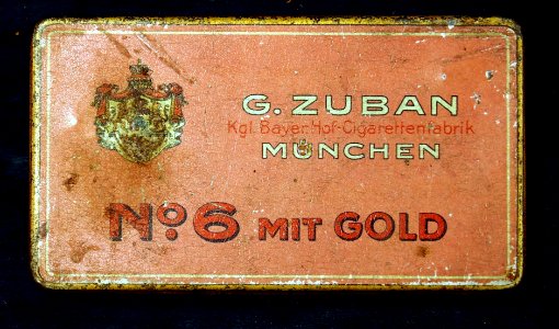 G Zuban München, No6 mit Gold cigarettes tin