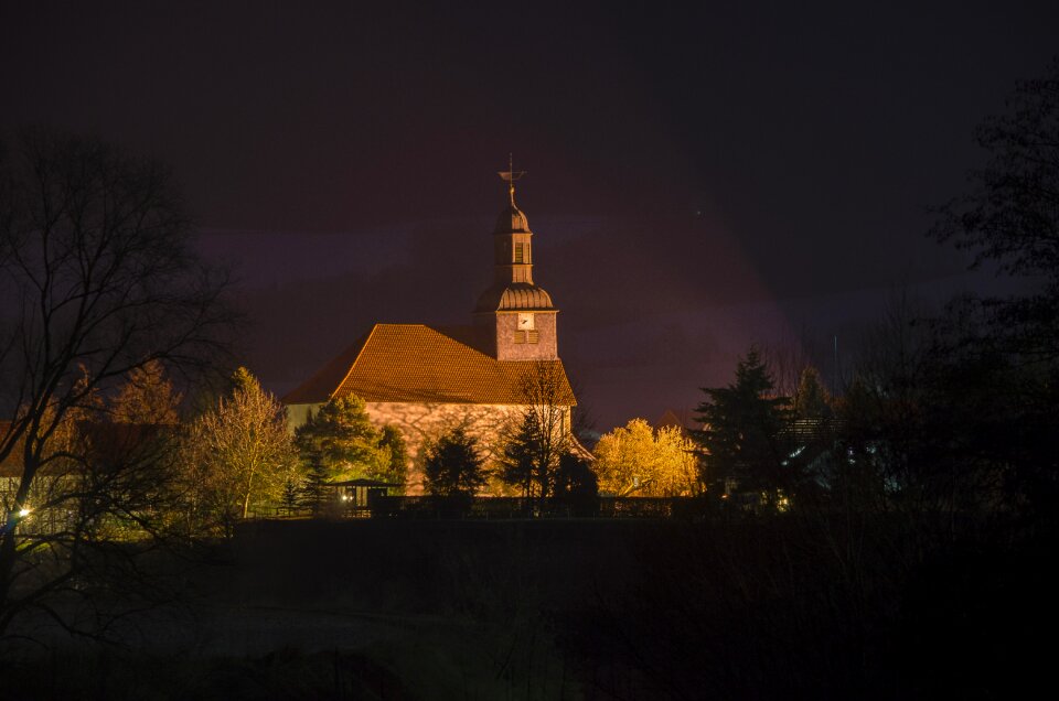 Night church clock eichsfeld