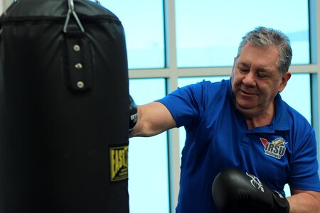 Punch boxing old man