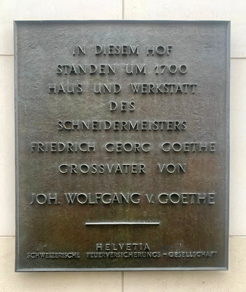 Frankfurt, Gedenktafel Friedrich Georg Goethe