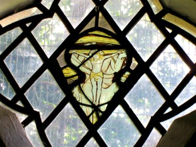 Fragment of medieval glass, St Peter, Rodmell