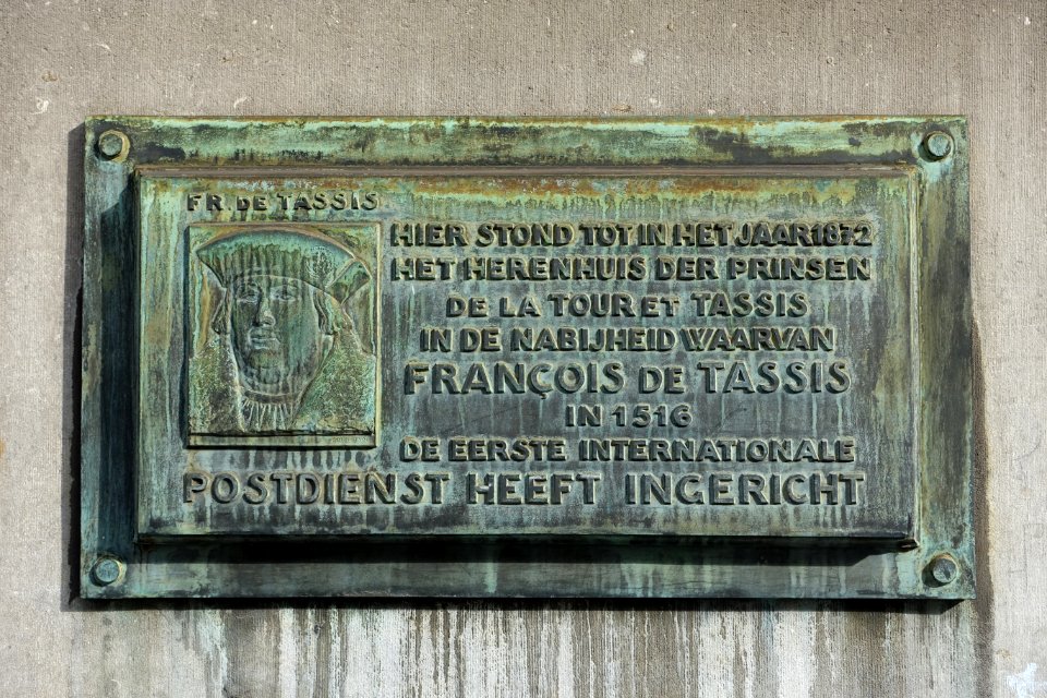 François de Tassis plaque (Dutch) - Brussels, Belgium - DSC08262