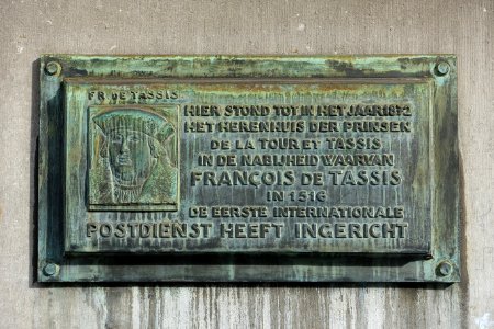 François de Tassis plaque (Dutch) - Brussels, Belgium - DSC08262
