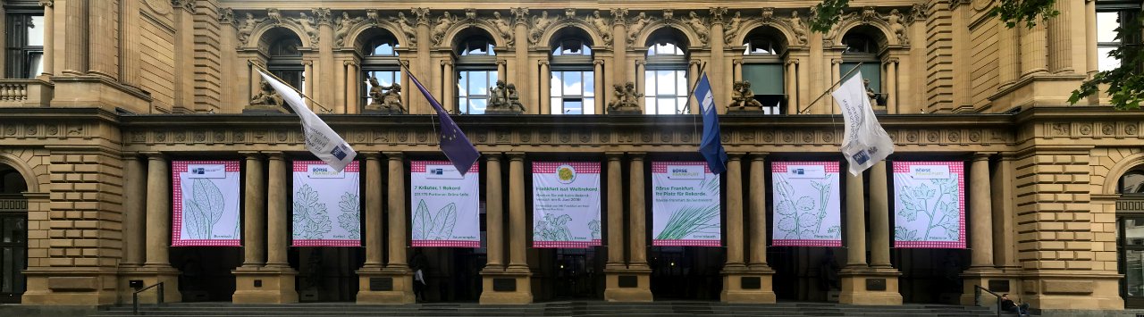 Frankfurt, Grüne-Soße-Festival 2019, Plakate an der Börse