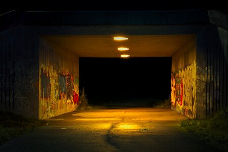Scary graffiti underpass photo