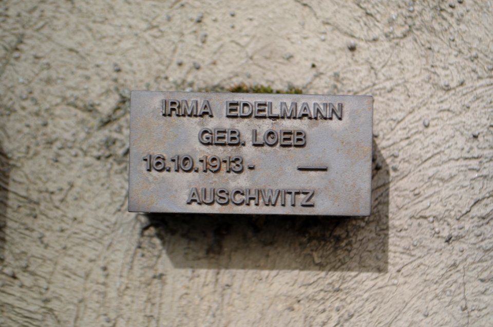 Frankfurt, Jewish cemetery Battonnstraße, memorial stone in sign frieze, Irma Edelmann