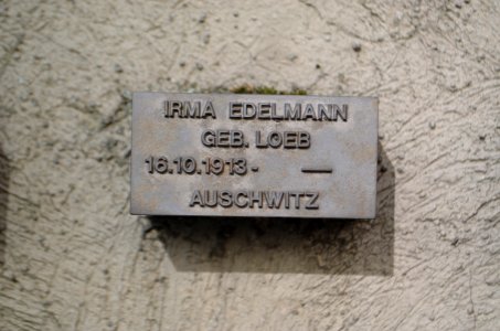 Frankfurt, Jewish cemetery Battonnstraße, memorial stone in sign frieze, Irma Edelmann