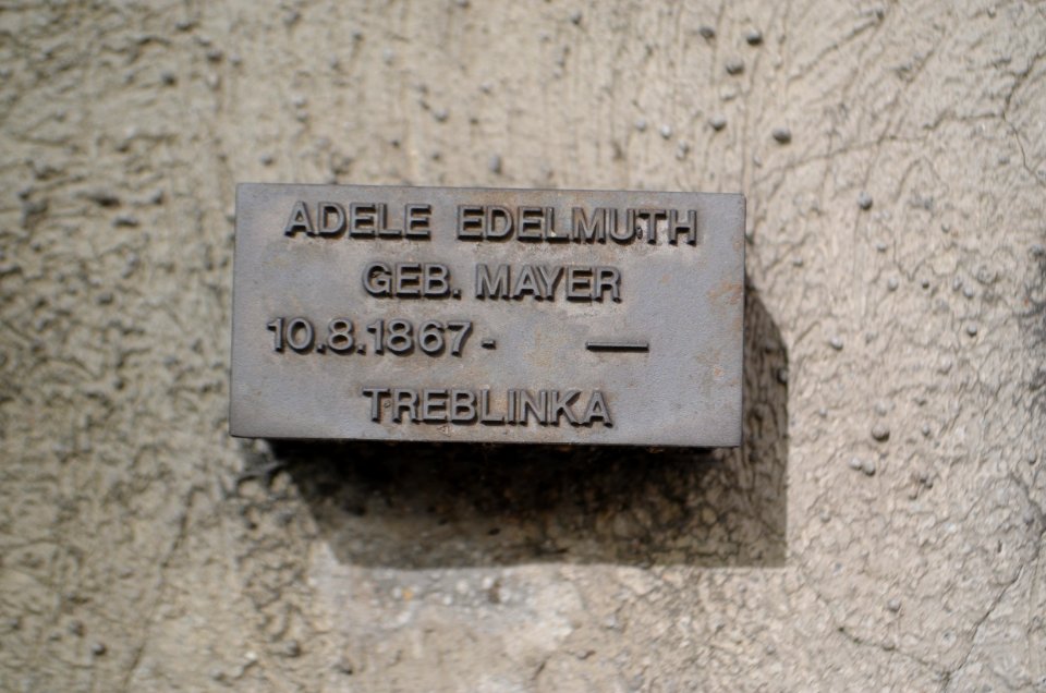 Frankfurt, Jewish cemetery Battonnstraße, memorial stone in sign frieze, Adele Edelmuth