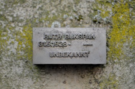 Frankfurt, Jewish cemetery Battonnstraße, memorial stone in sign frieze, Ruth Bukspan