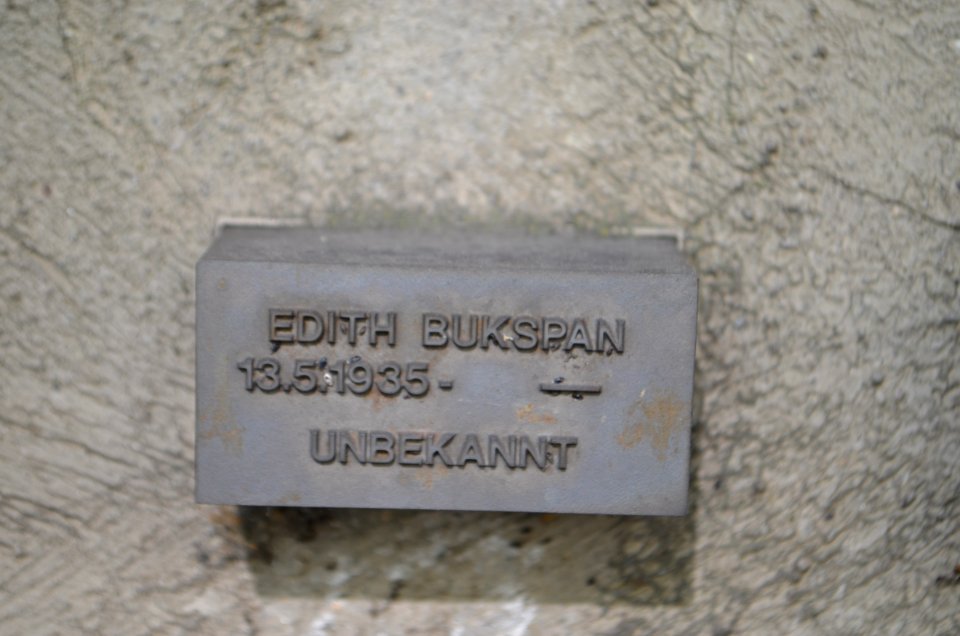 Frankfurt, Jewish cemetery Battonnstraße, memorial stone in sign frieze, Edith Bukspan
