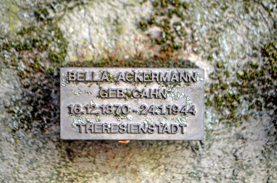 Frankfurt, Jewish cemetery Battonnstraße, memorial stone in sign frieze, Bella Ackermann-b