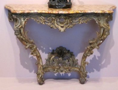 French console table, mid 18th century, wood, gesso, polychrome and gilding with marble top, HAA photo