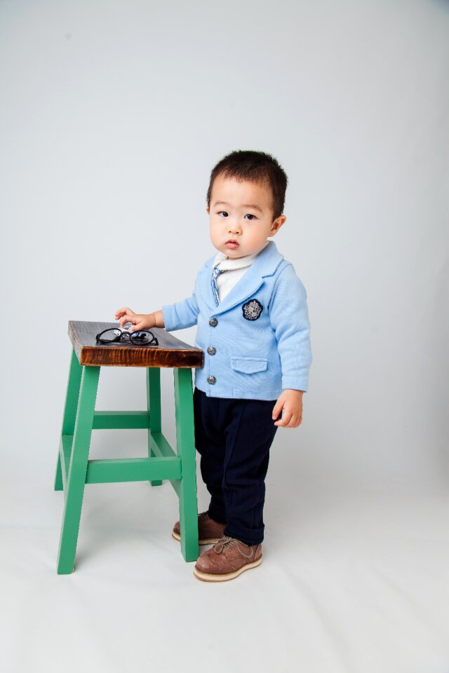 Small dudes boy boy with stool