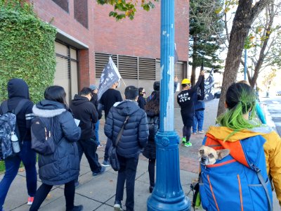 Free Hong Kong, protest in San Francisco, December 8 2019, with dog