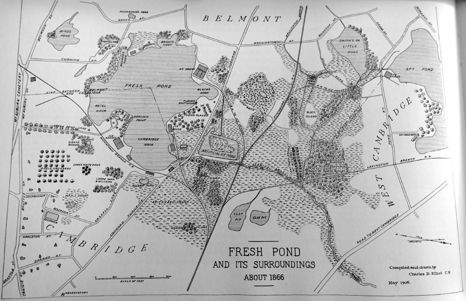 Fresh Pond and its Surroundings, about 1866, by Charles D. Elliot, May 1906 - reprinted in Fresh Pond, The History of a Cambridge Landscape, by Jill Sinclair, 2009 - Fresh Pond, MA - DSC02556