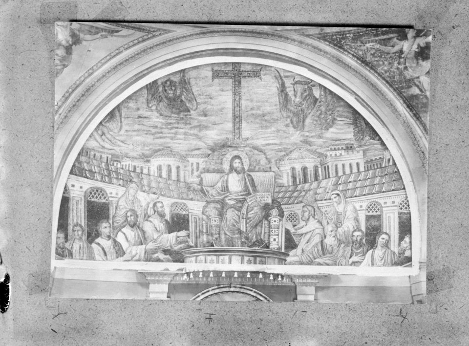 Fresco voorstellend Jezus Christus, enkele discipelen en enkele vrouwen Op de a, Bestanddeelnr 255-5186