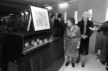 Freule Wttewaall van Stoetwegen en staatssecretaris Haars passeren tentoongestel, Bestanddeelnr 930-1523