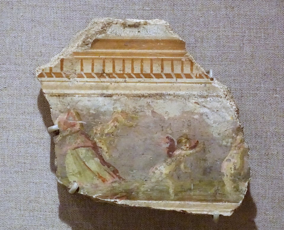 Fresco fragment, Roman, Campania, Italy, before 79 AD, plaster, paint - Spurlock Museum, UIUC - DSC05816