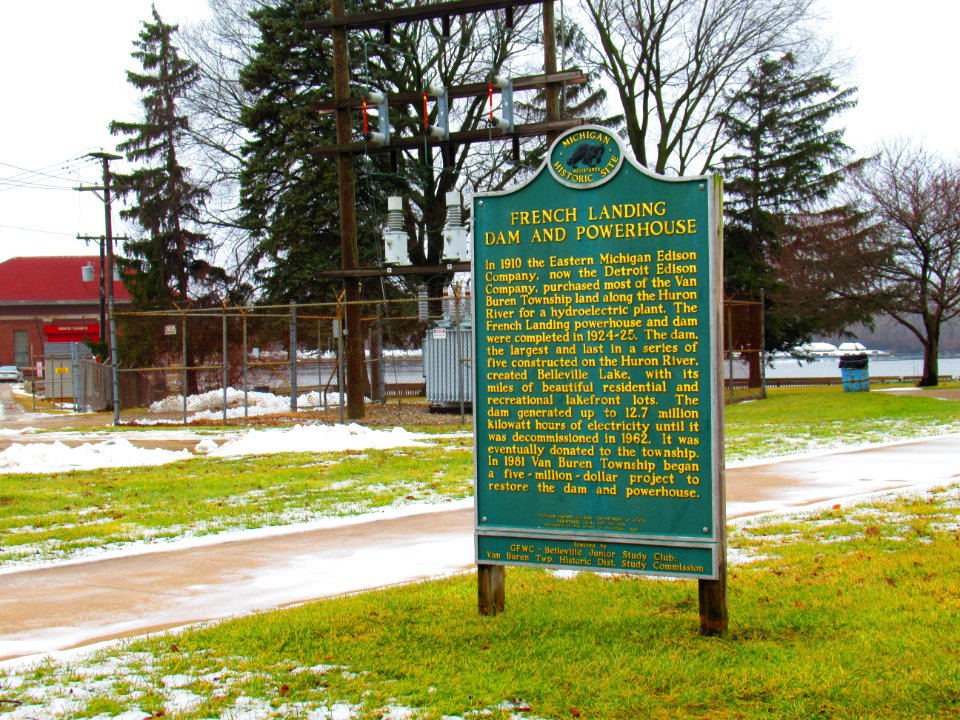 French Landing Dam and Powerhouse historic marker