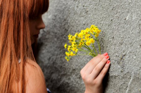 Girl flowers mood
