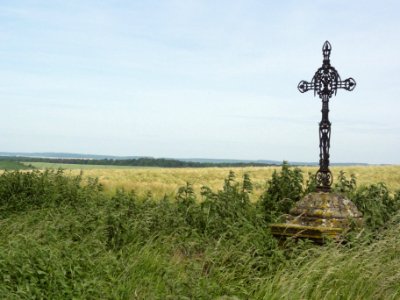 Fribourg (Moselle) paysage avec croix de chemin