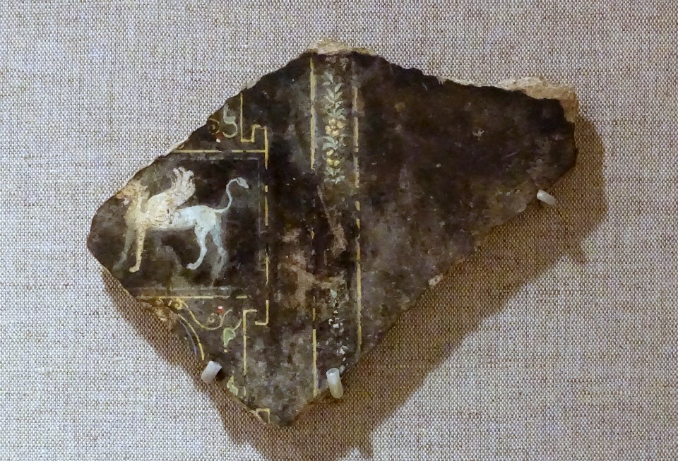 Fresco fragment, Roman, Campania, Italy, before 79 AD, plaster, paint - Spurlock Museum, UIUC - DSC05812