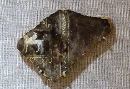 Fresco fragment, Roman, Campania, Italy, before 79 AD, plaster, paint - Spurlock Museum, UIUC - DSC05812